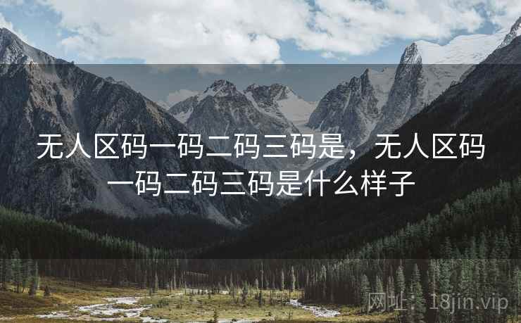 无人区码一码二码三码是，无人区码一码二码三码是什么样子
